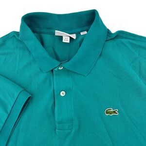 Lacoste Mens Classic Fit Polo Shirt Teal Green 100% Cotton Pique US 3XL FR 8
